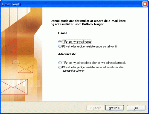 Opæstning af E-mail i outlook 2003
